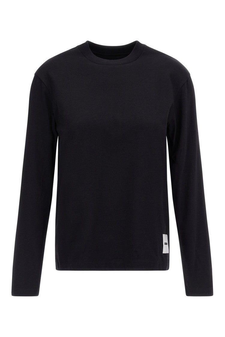 Minimalist Black T-Shirt with Crew Neckline and Relaxed Fit