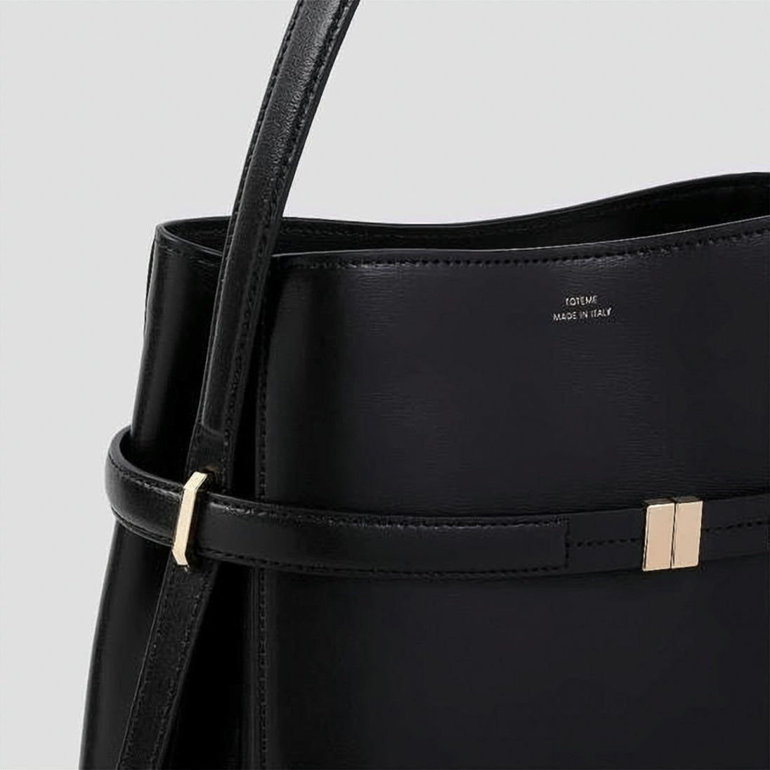 Structured Black Cow Leather Shoulder Bag