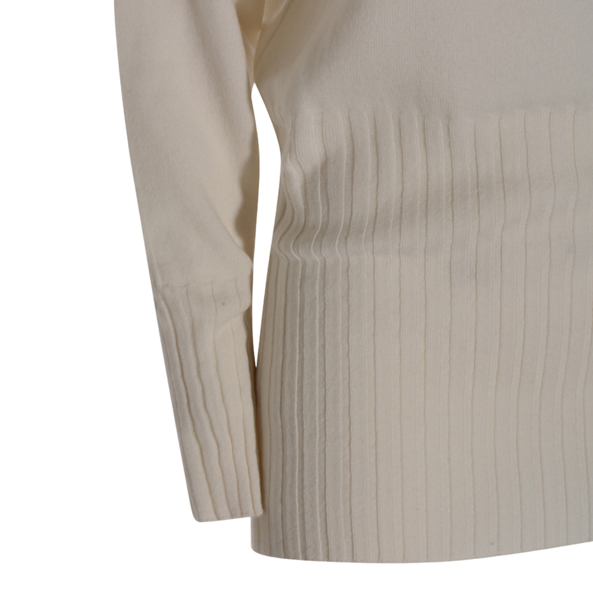 Creamy Relaxed-Fit Turtleneck Sweater with Ribbed Details