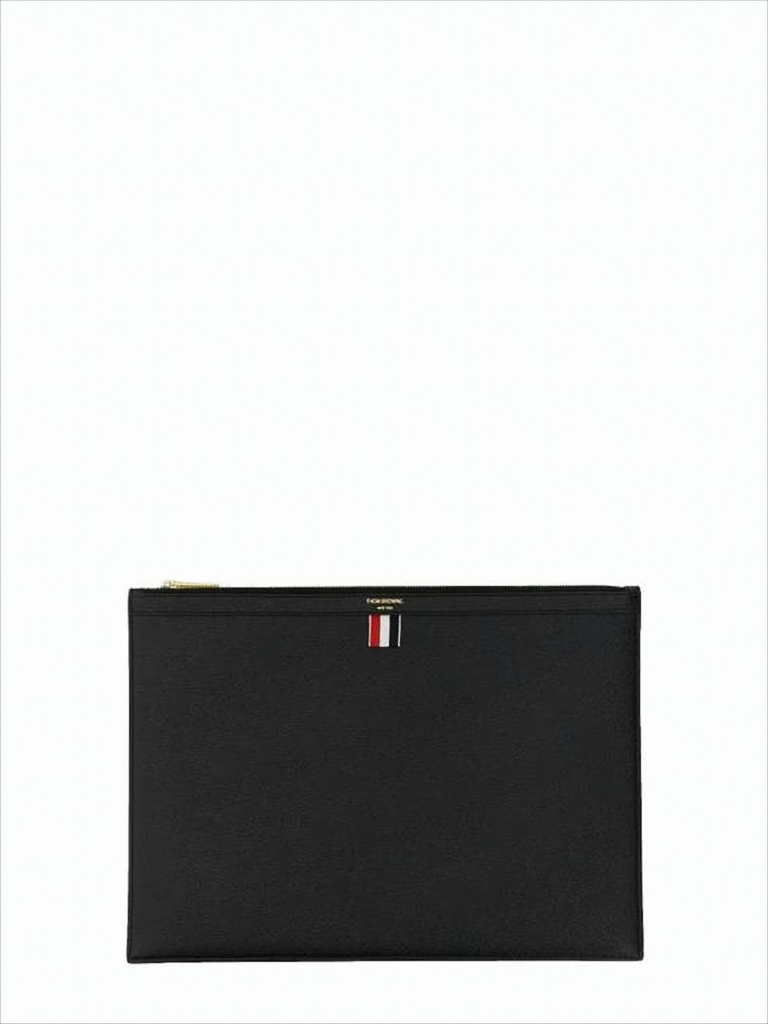 Textured Cow Leather Clutch With Rwb Tab