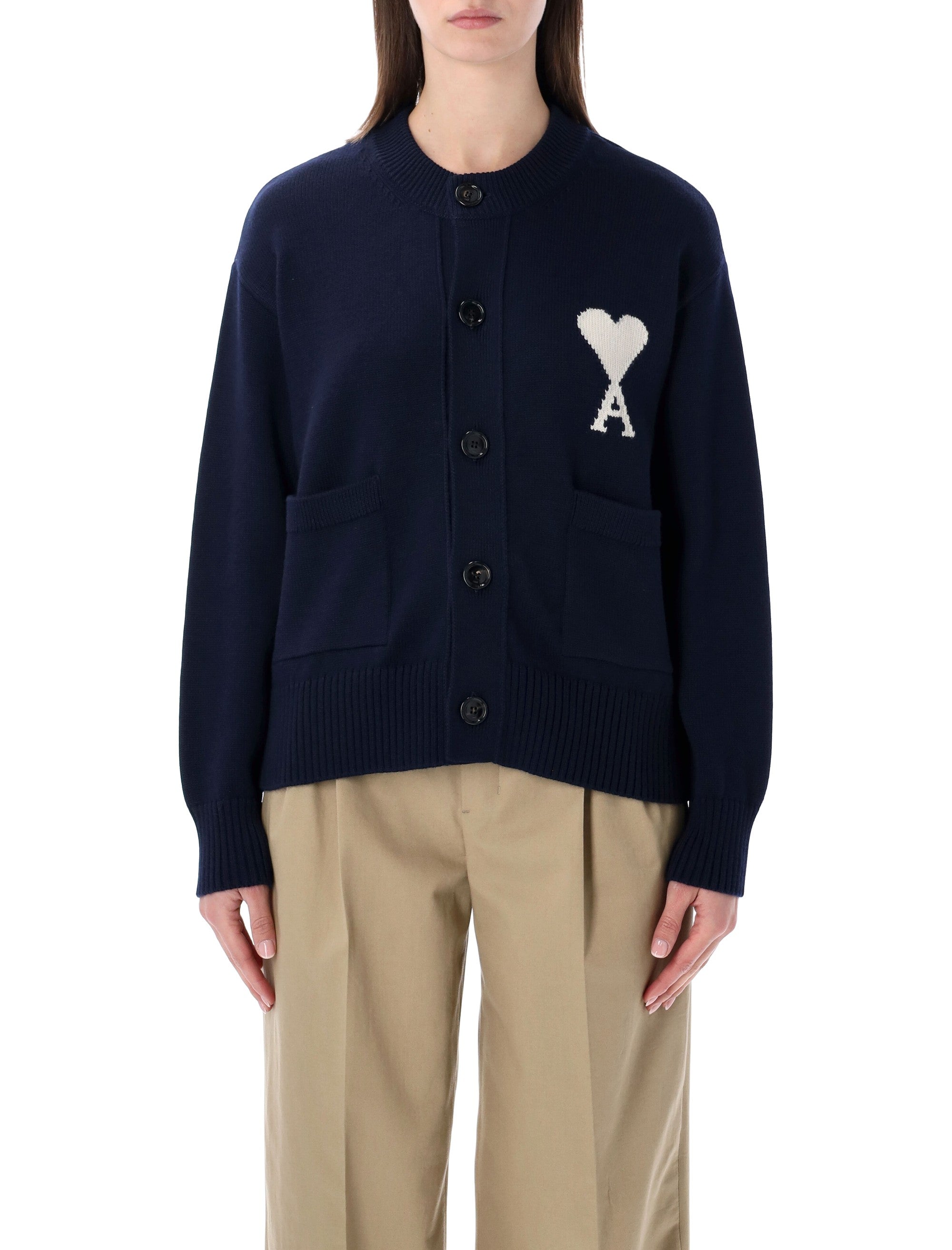 Knit Cardigan With Intarsia And Button-Down Front