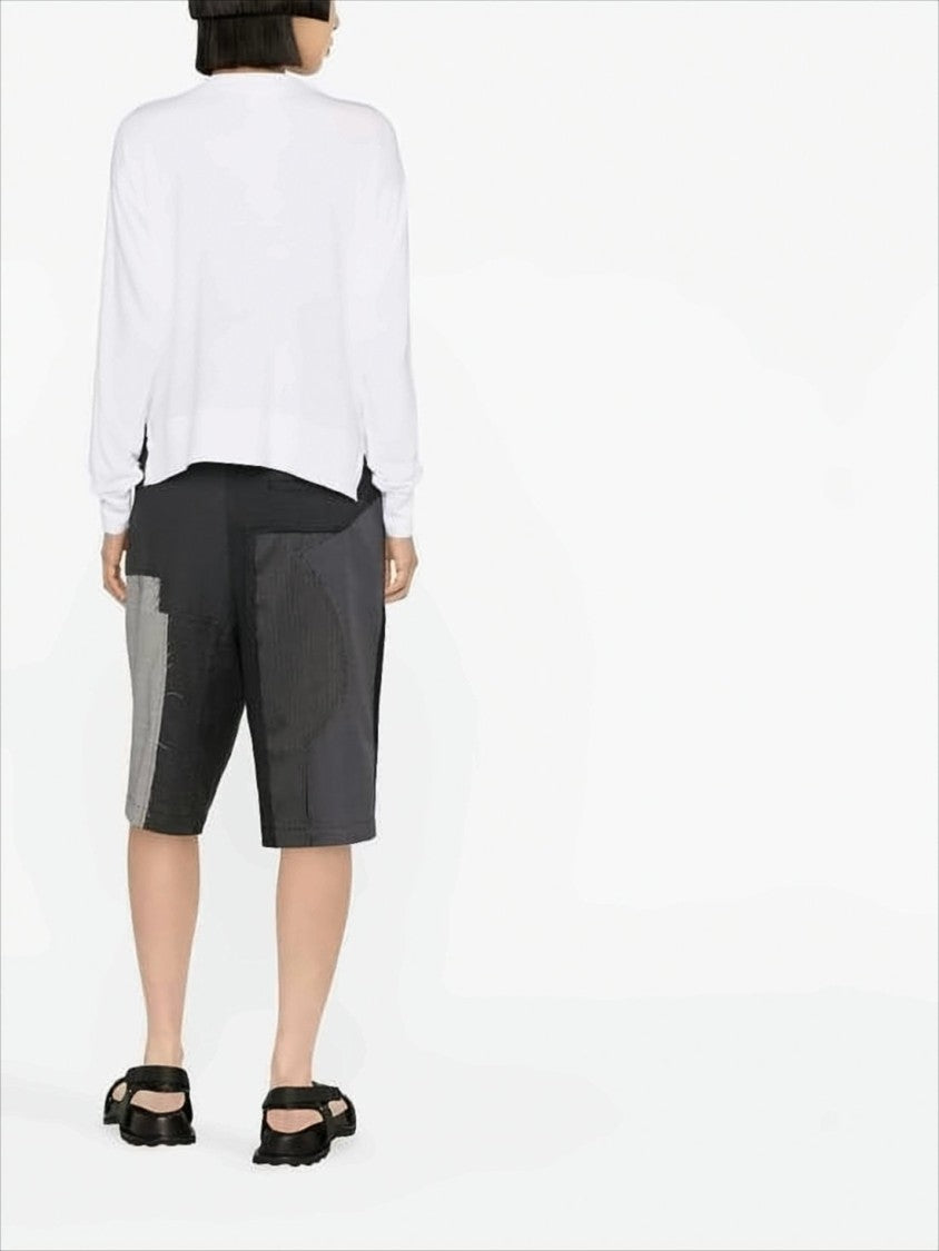 Relaxed Fit Long-Sleeve Linen Top with Graphic Logo