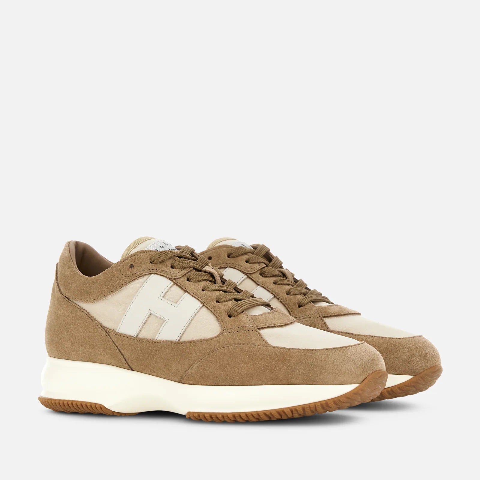 Interactive Lace-Up Sneakers in Calfskin and Nylon