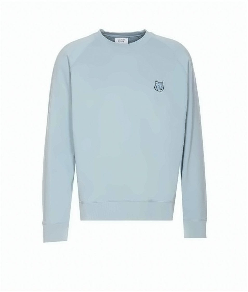 Light Blue Long-Sleeve Sweatshirt With Embroidered Fox Emblem