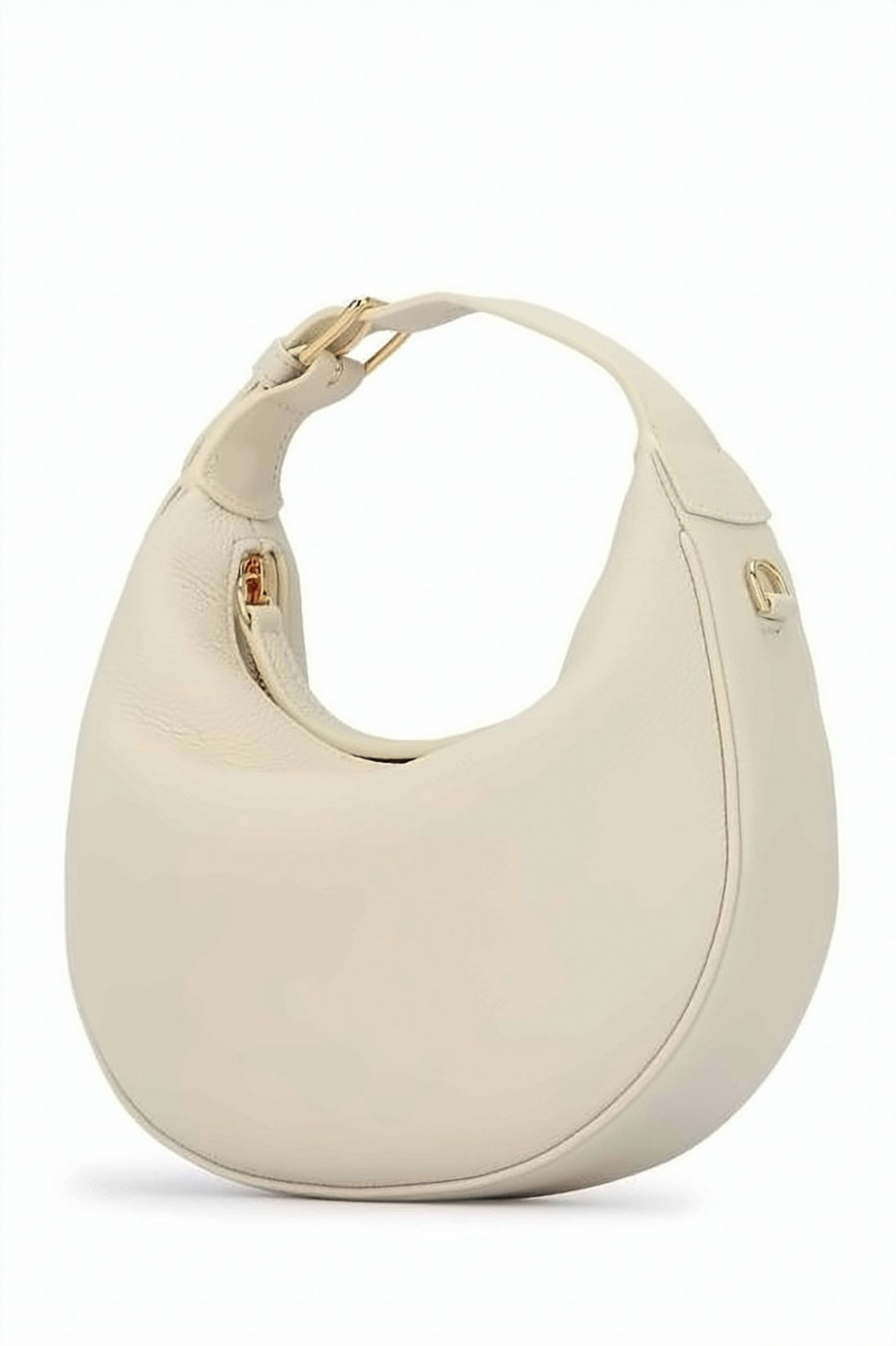 Grain Calfskin Crescent Shoulder Bag with Gold Hardware Accents