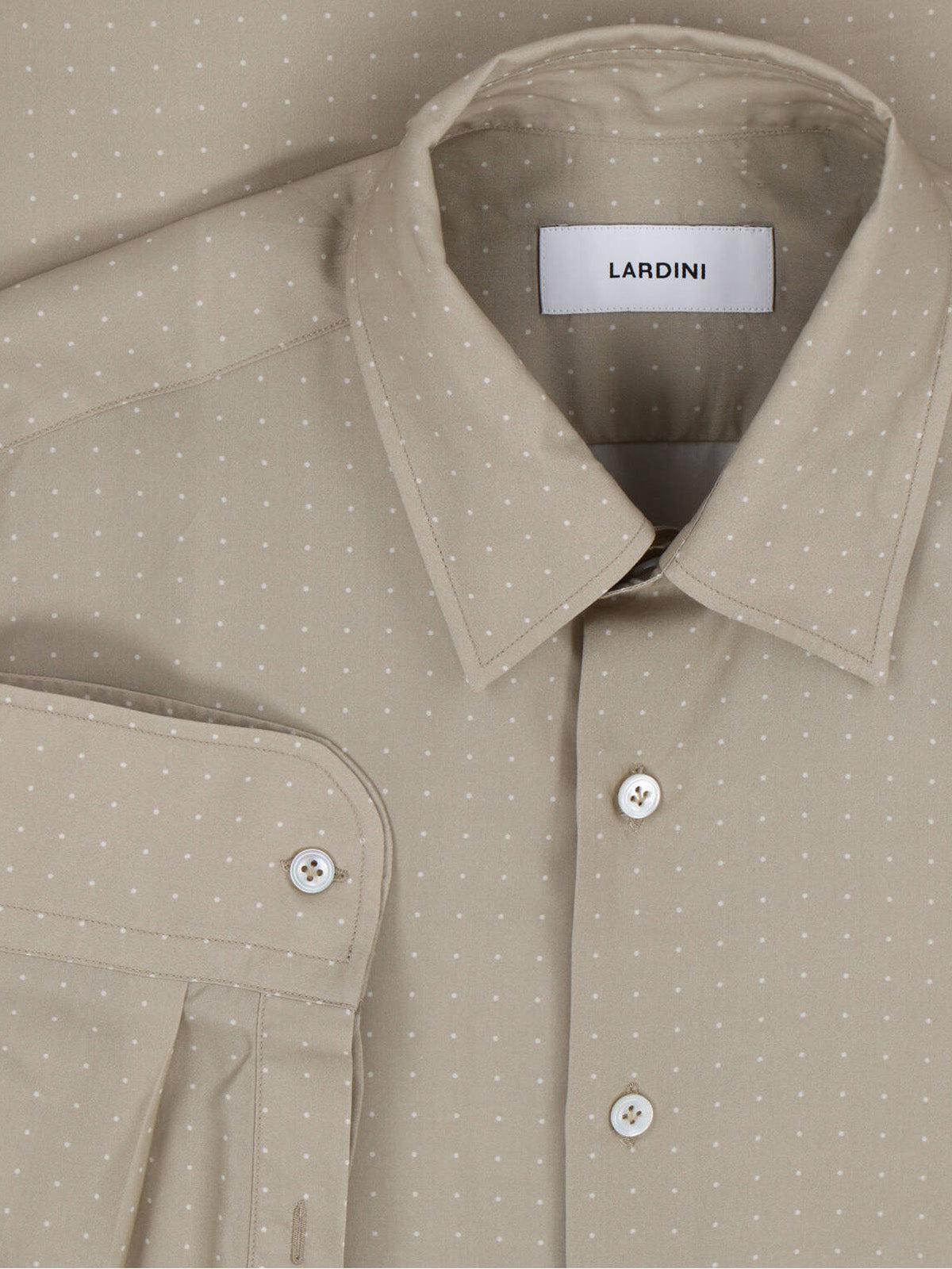 Taupe Lyocell Dotted Pattern Shirt