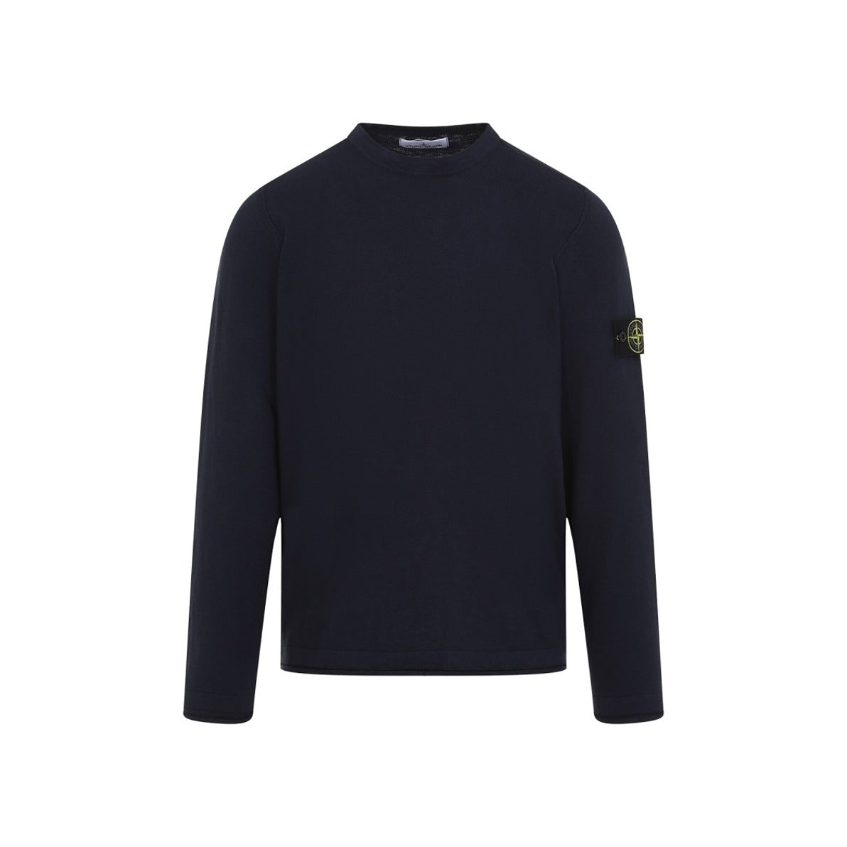 Blue Crew Neck Sweater With Logo Patch