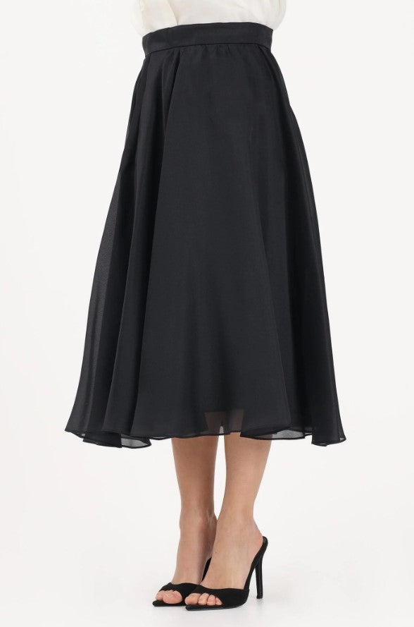 Msecalle Silk Flared Midi Skirt