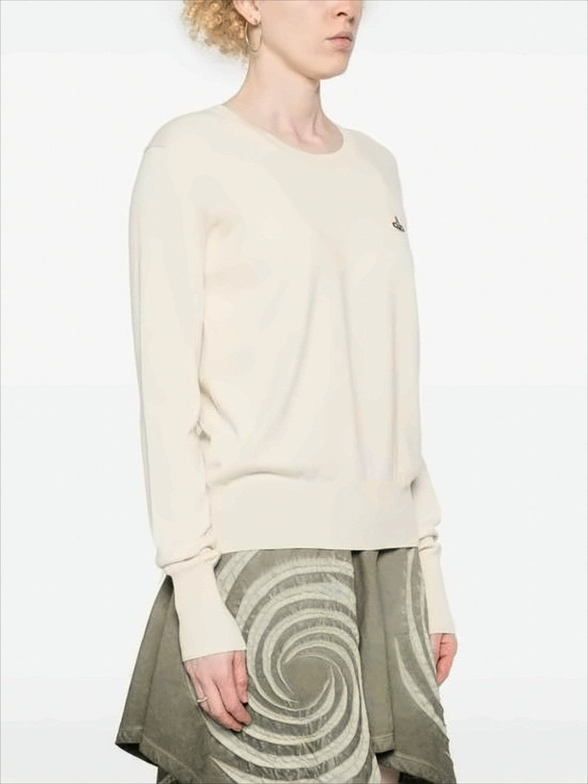 Classic Crew Neck Sweater with Embroidered Emblem