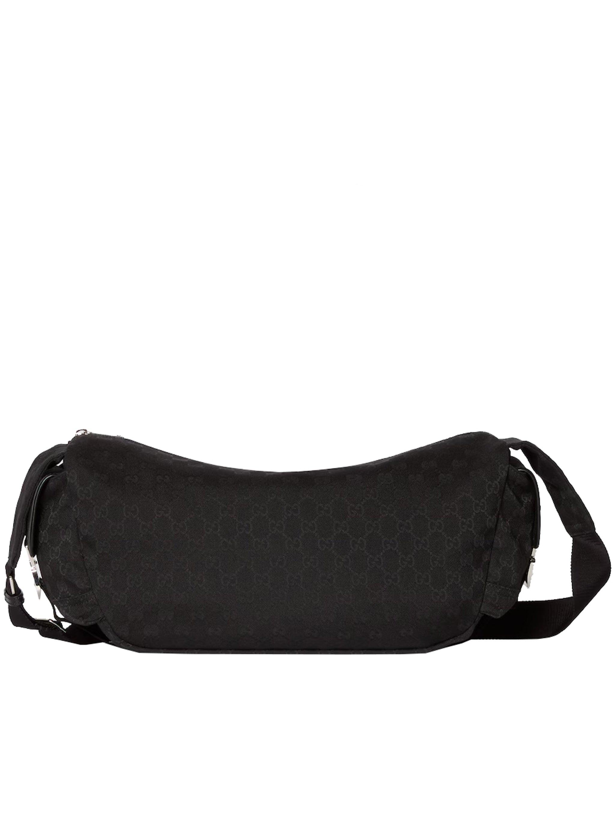 Black Curved Top Zipper Crossbody Bag