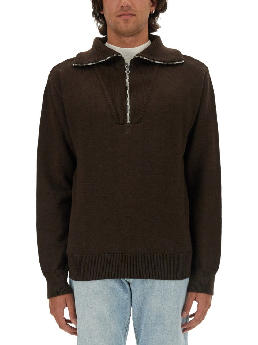 Knitted Polo With Zip-Up Collar
