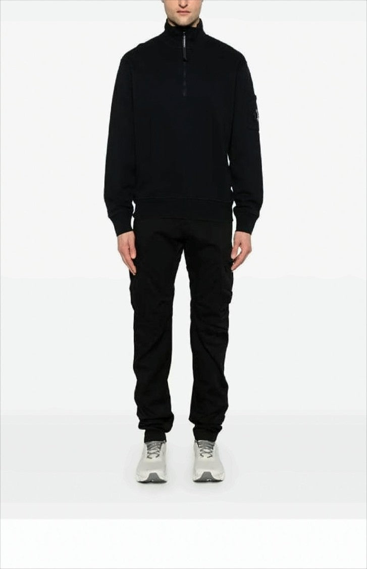Straight-Fit Black Cargo Pants with Lens Detail