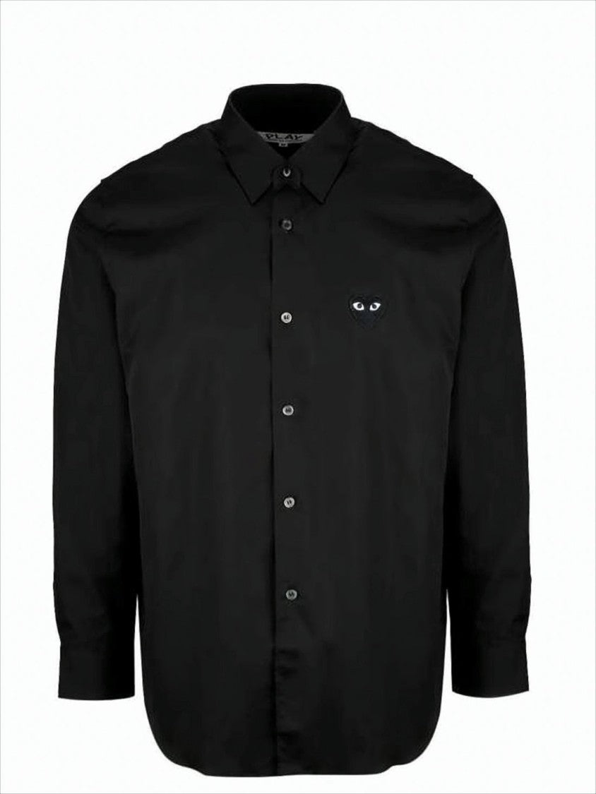 Long-Sleeve Black Shirt with Classic Collar