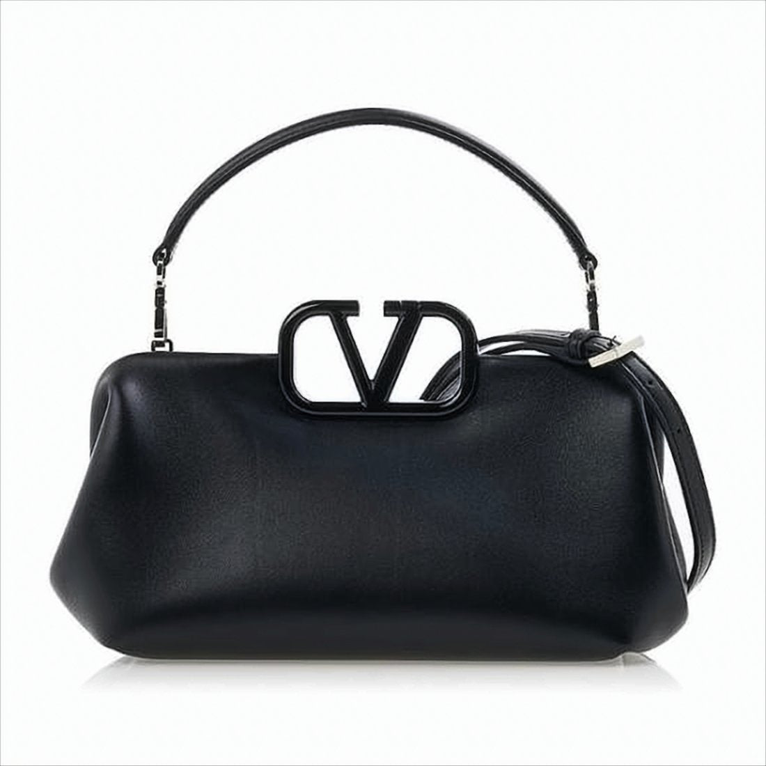 Structured Black Leather Shoulder Bag