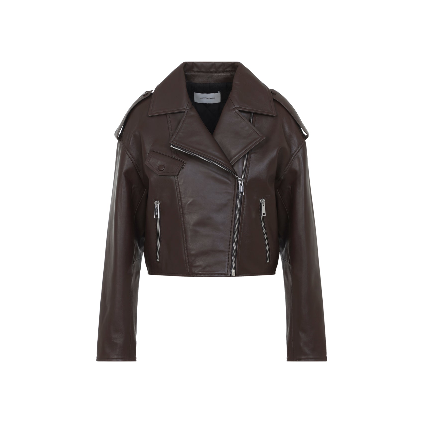 Cropped Dark Brown Lambskin Jacket