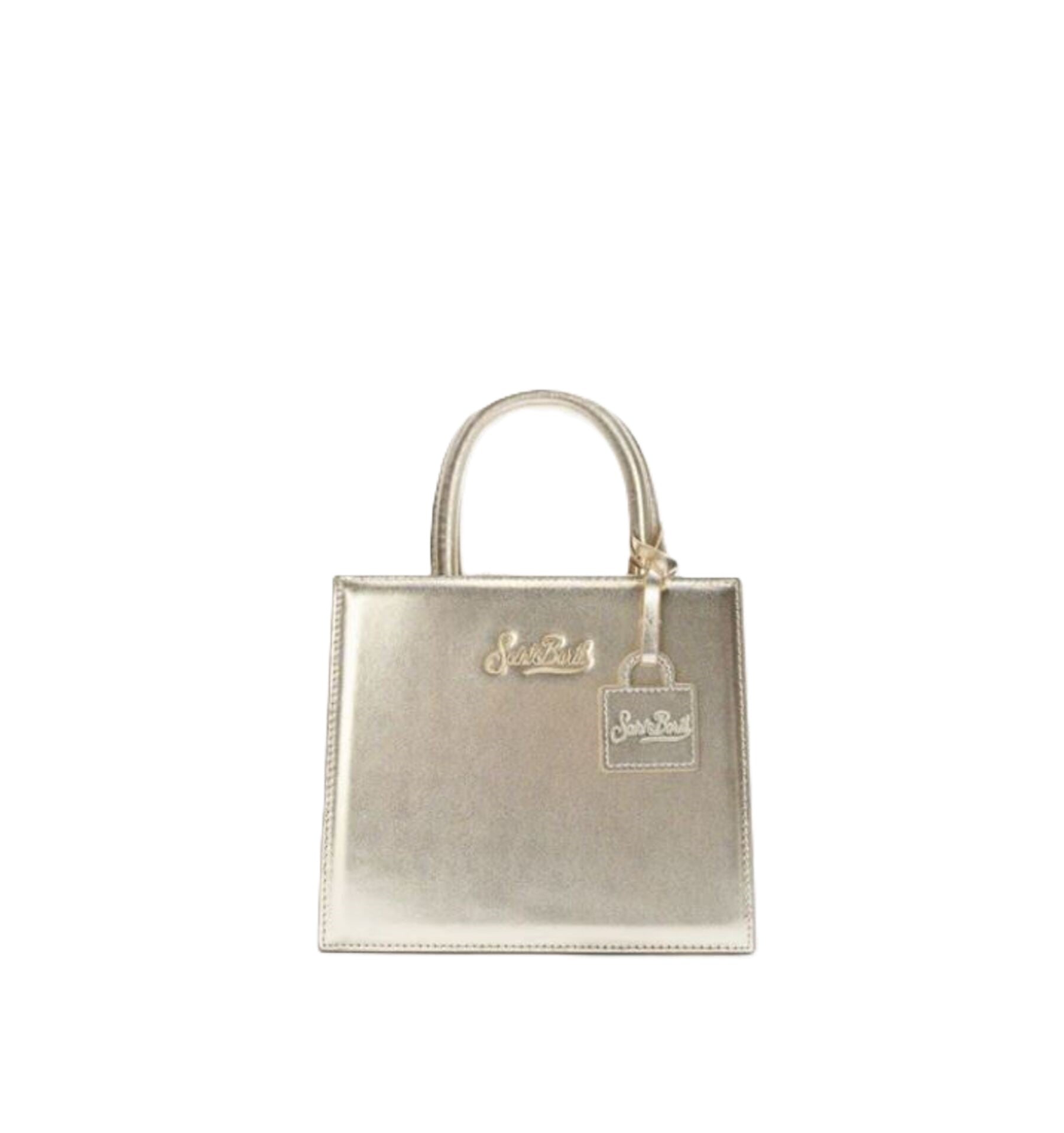 Small Structured Handbag with Metallic Gold Finish