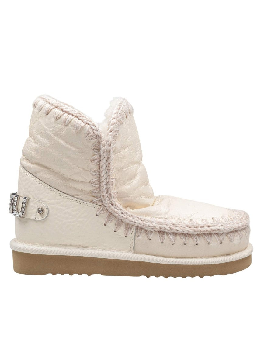 Eskimo 18 Sheepskin Boot In White With Applied Zirconia
