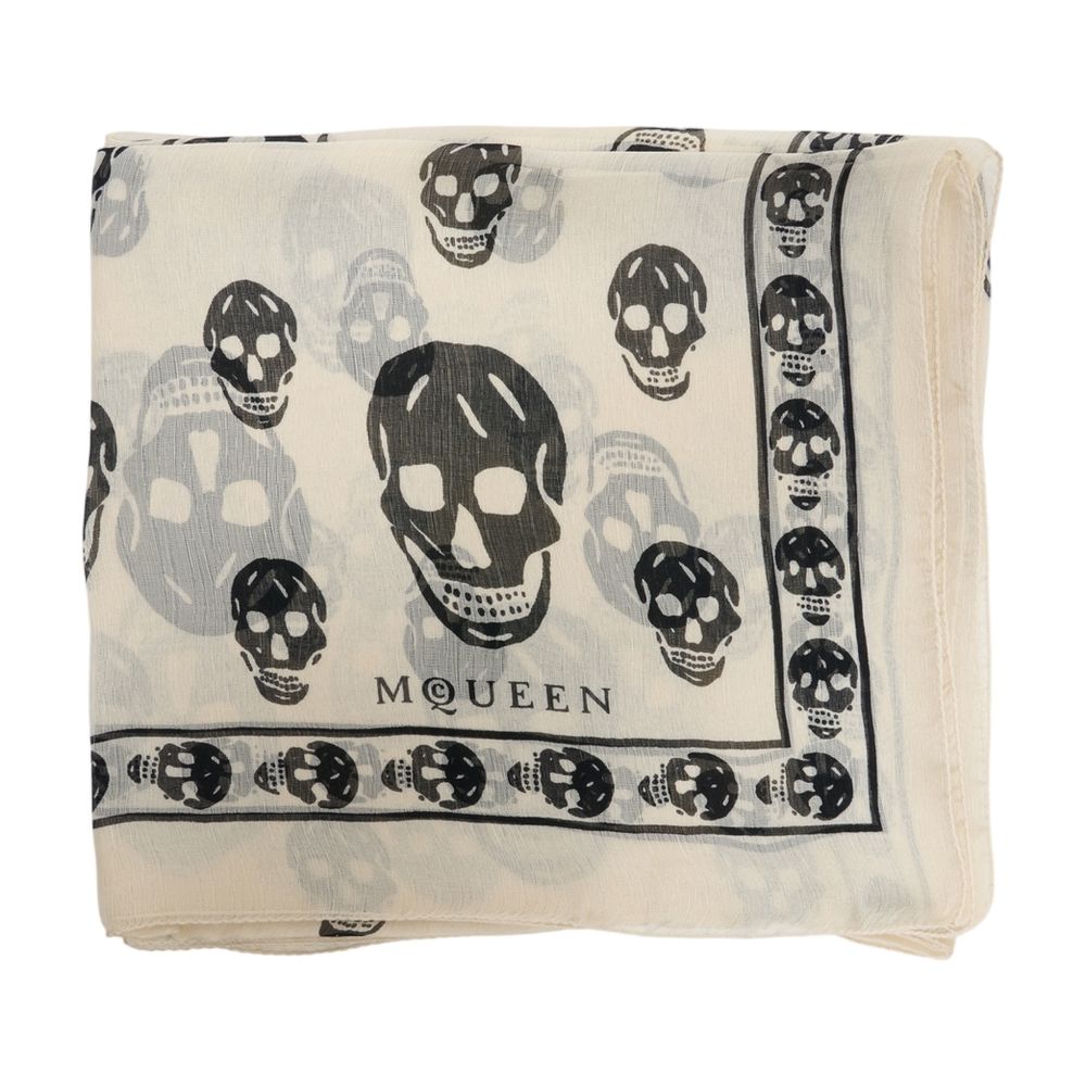 Ca Skull Scarf - Alexander McQueen - Silk - White