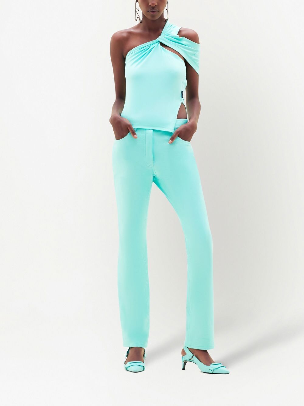 Aqua Blue Straight-Leg Trousers
