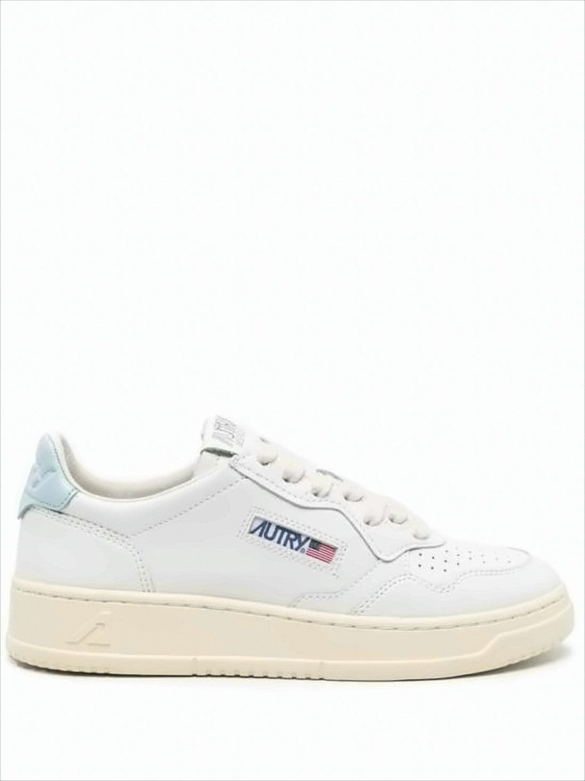 Leather Low-Top Sneakers with Perforated Detail and Cushioned Sole