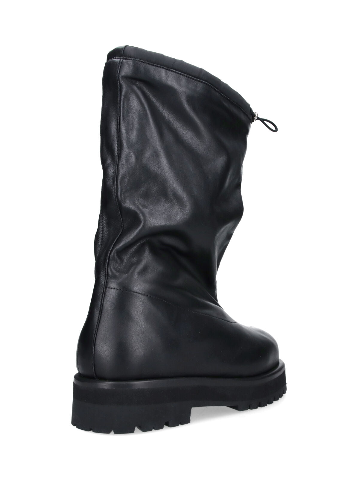 Black Slouched Drawstring Matte Boots