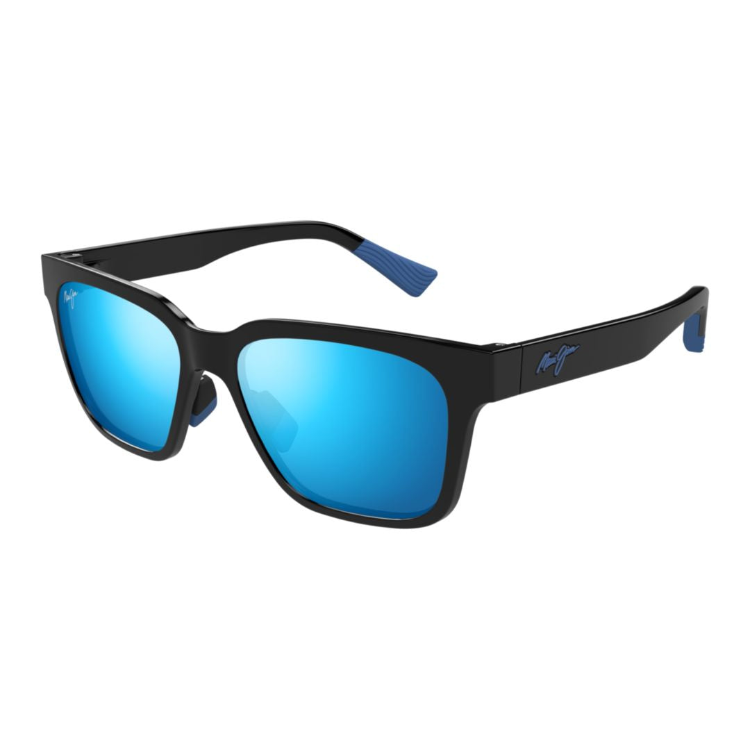 Punikai Sleek Rectangular Sunglasses with Reflective Blue Lenses