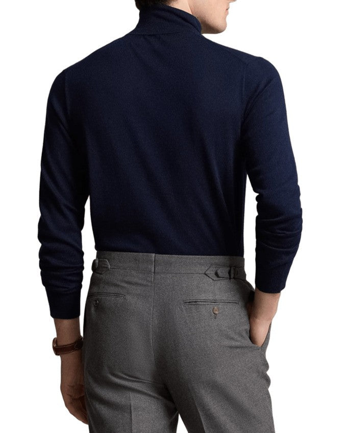 Refined Turtleneck Sweater in Deep Navy Wool