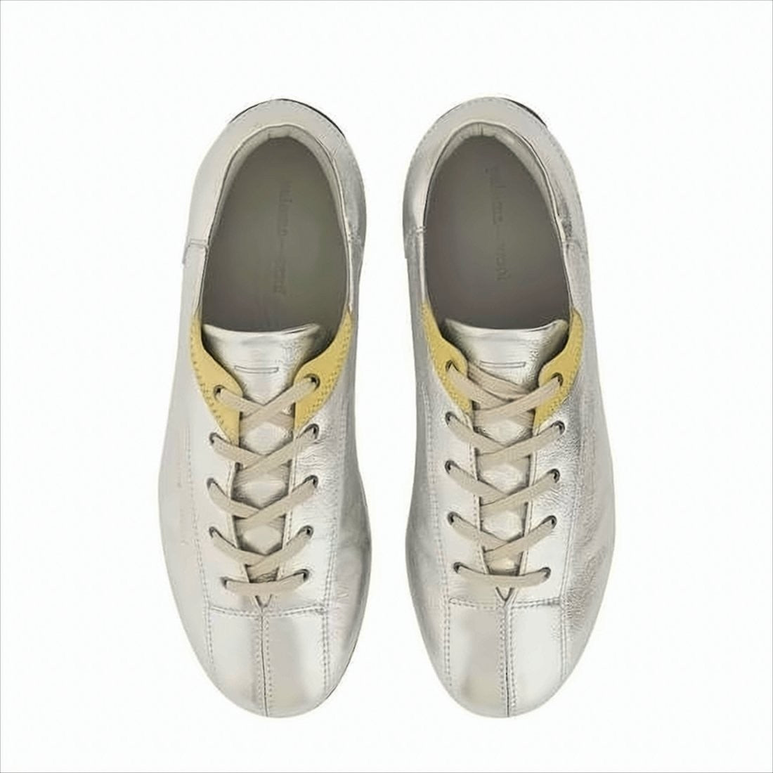 Minimalist Metallic Silver Sneakers with Unique Accents