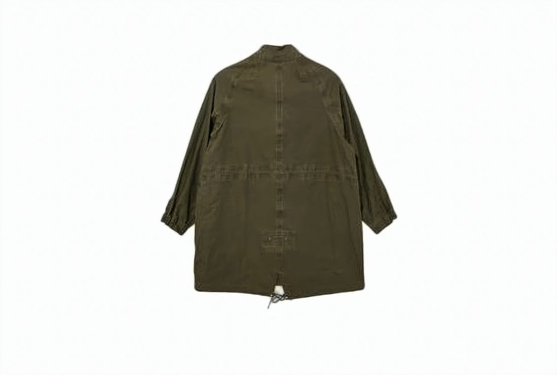 Linen Long Coat with High Collar