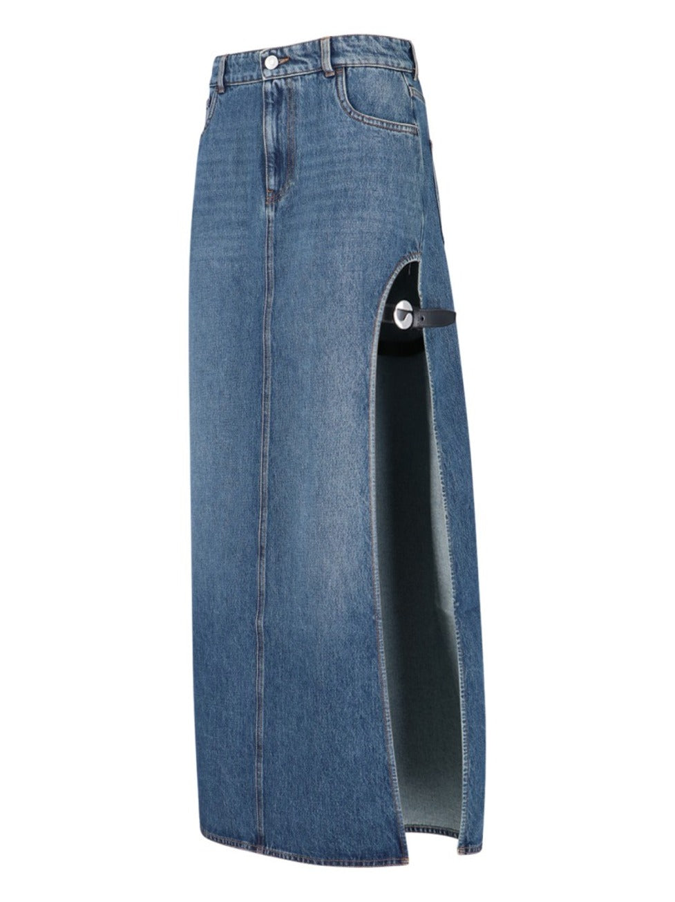 Midi Denim Skirt With Side Slit