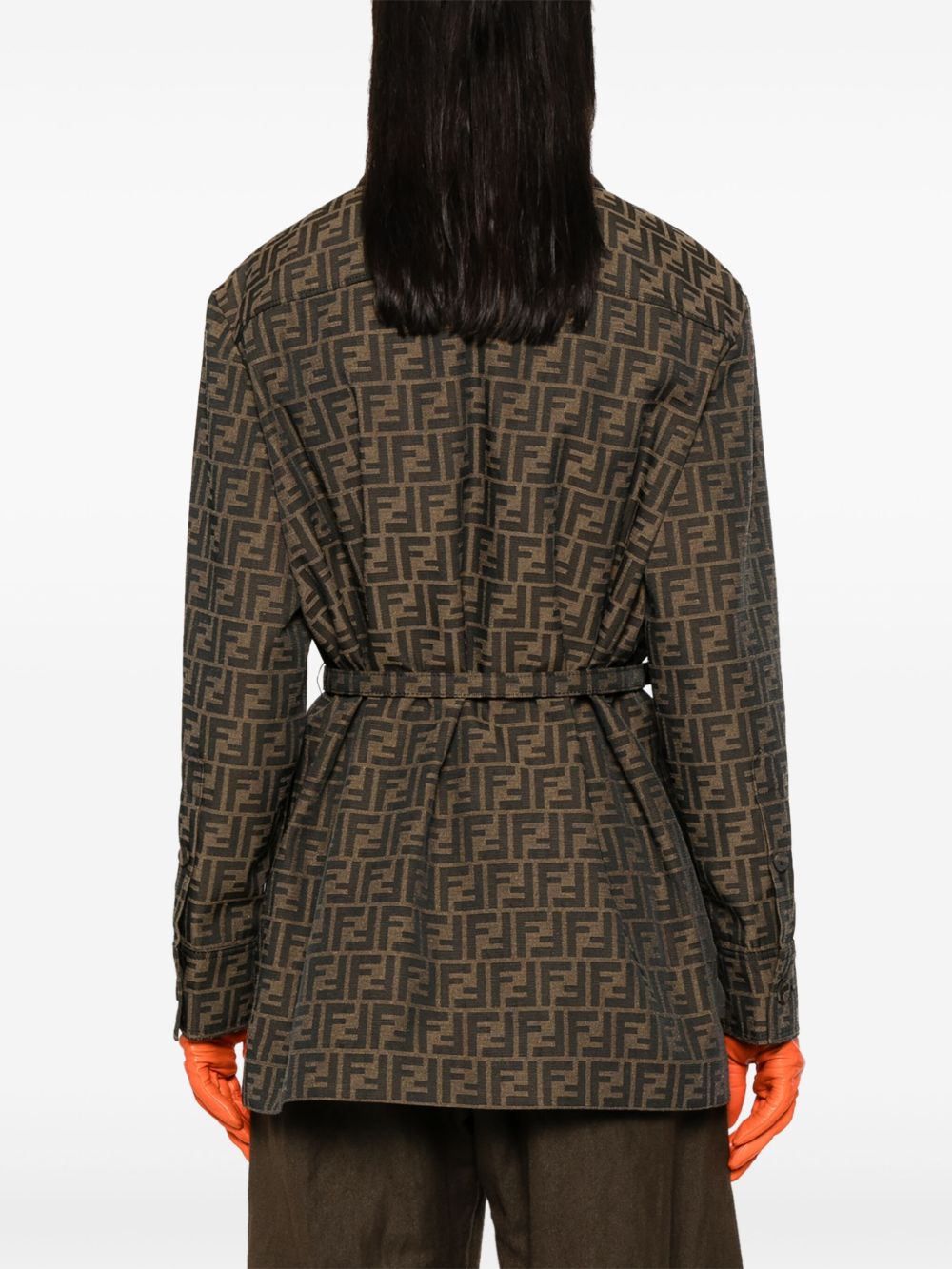 Structured Leather Jacket with Monogram Pattern