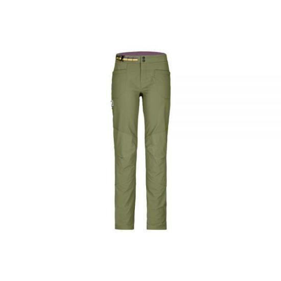 Green Straight Pants with Mid-Rise Waist and Belt Loops