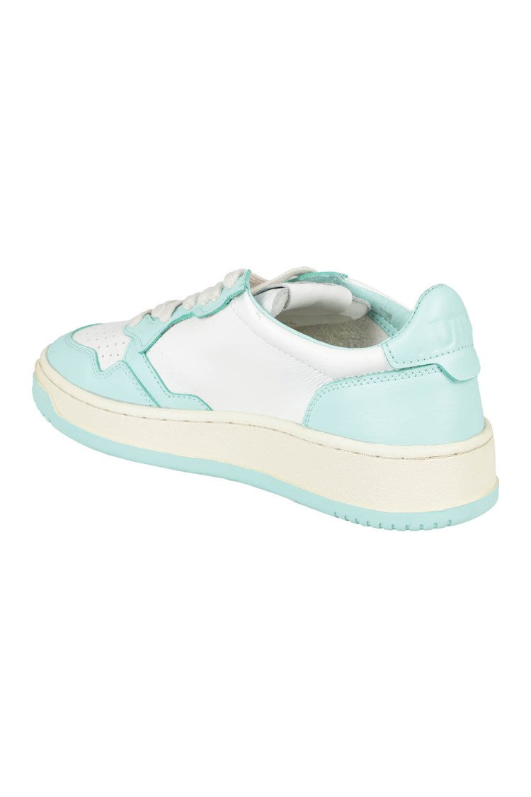 White And Turquoise Leather Sneakers
