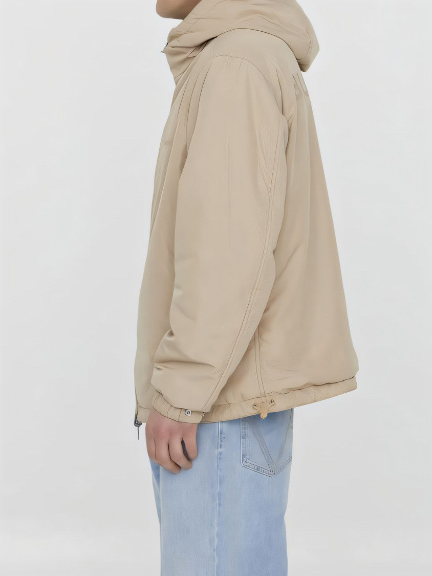 Hooded Casual Jacket with Subtle Plaid and Zip Closure