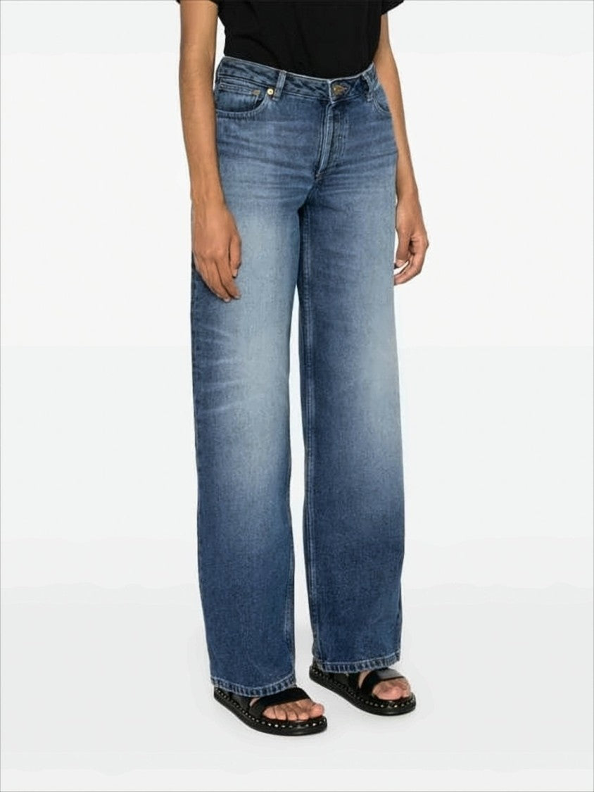 High-Waisted Medium-Wash Denim Pants