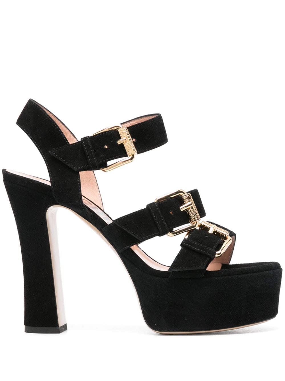 Black Calf Suede Platform Sandals