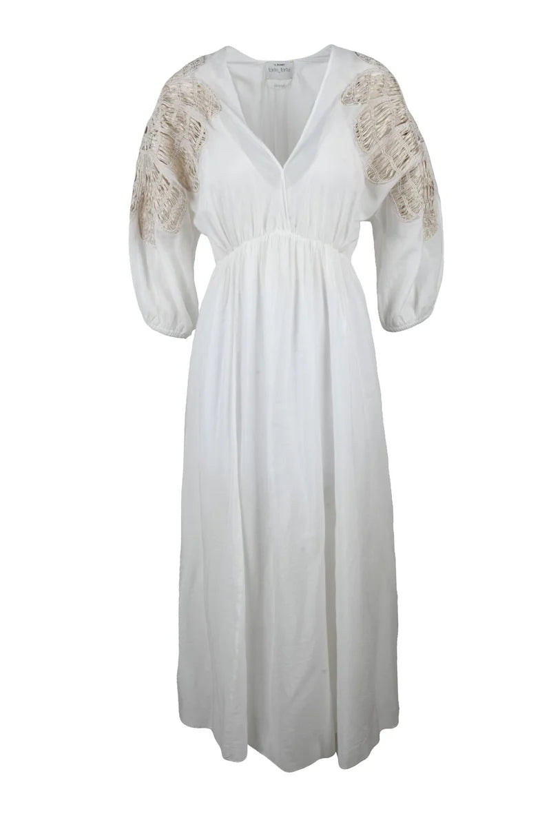 Embroidered Long Dress - White
