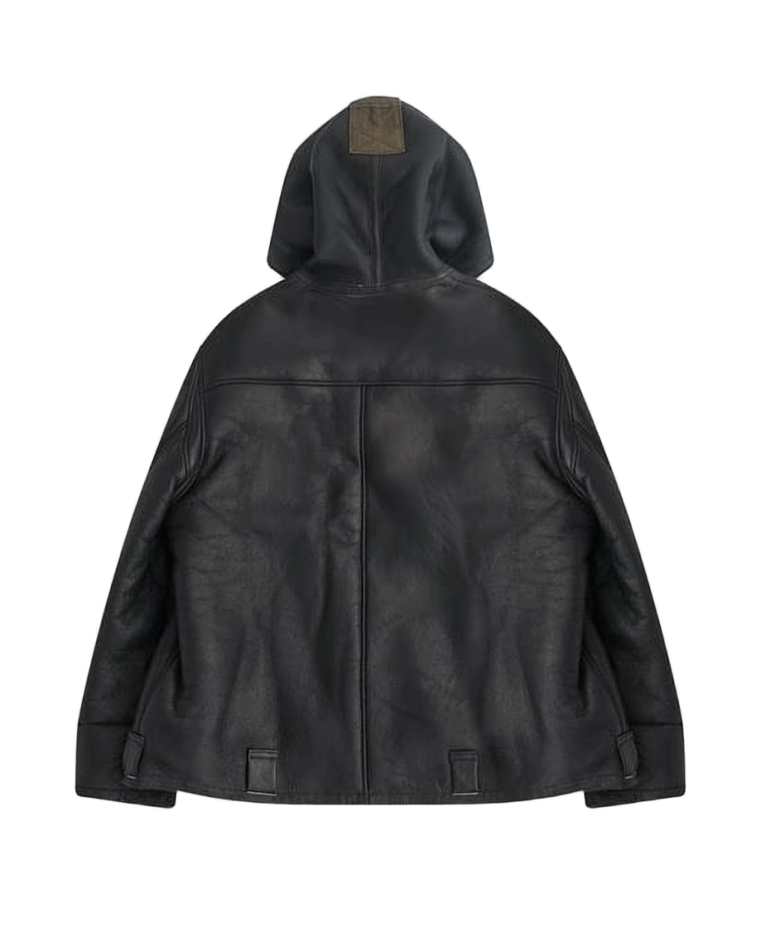 Structured Black Lambskin Leather Jacket with Hood