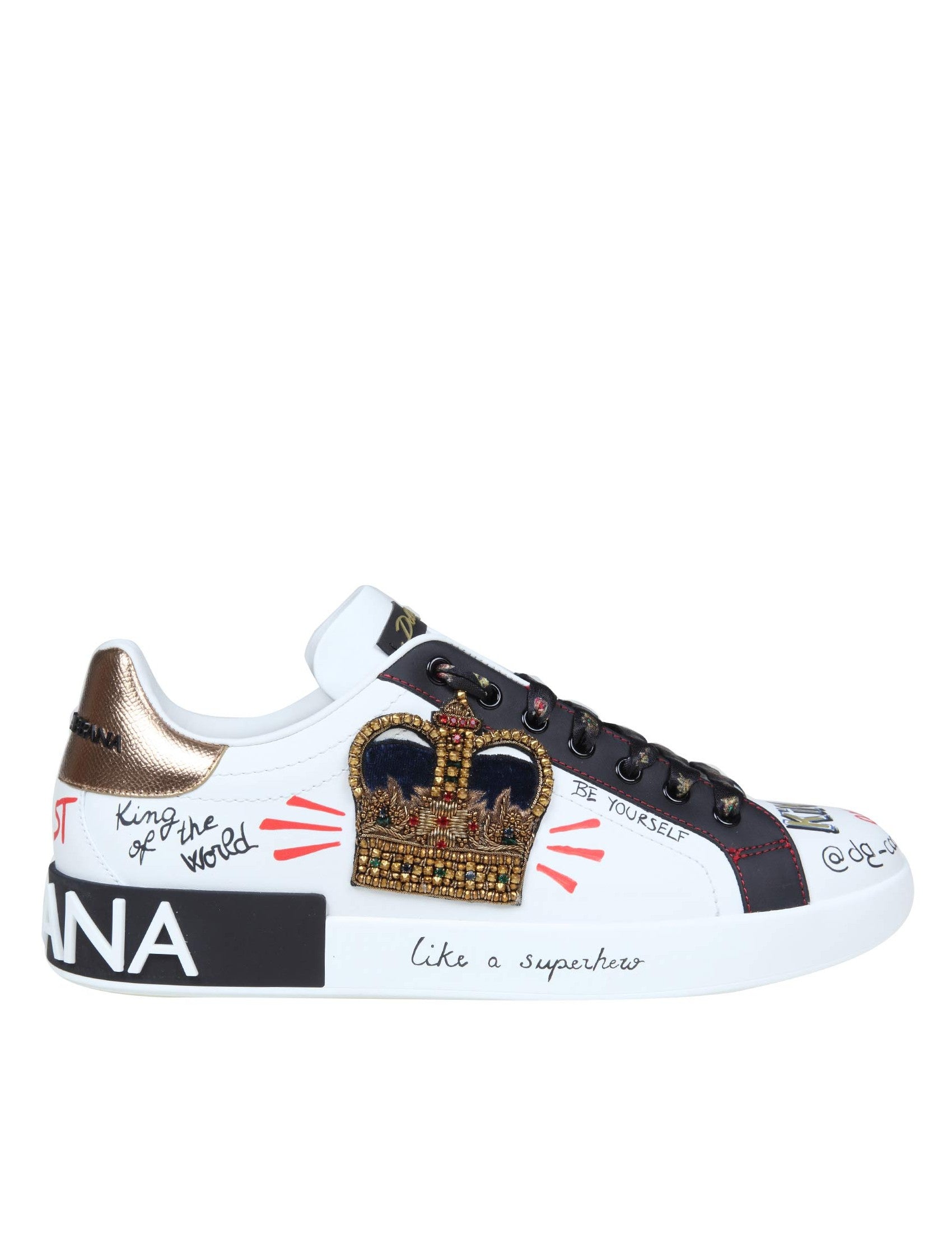 Portofino Sneakers In Leather With Embroidery And Patch