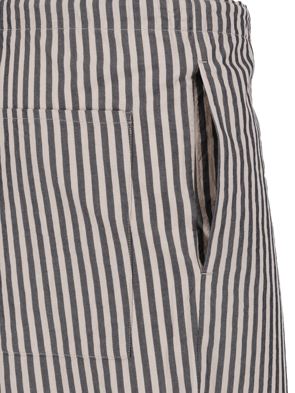 Black/Beige Vertical Striped Straight-Leg Trousers
