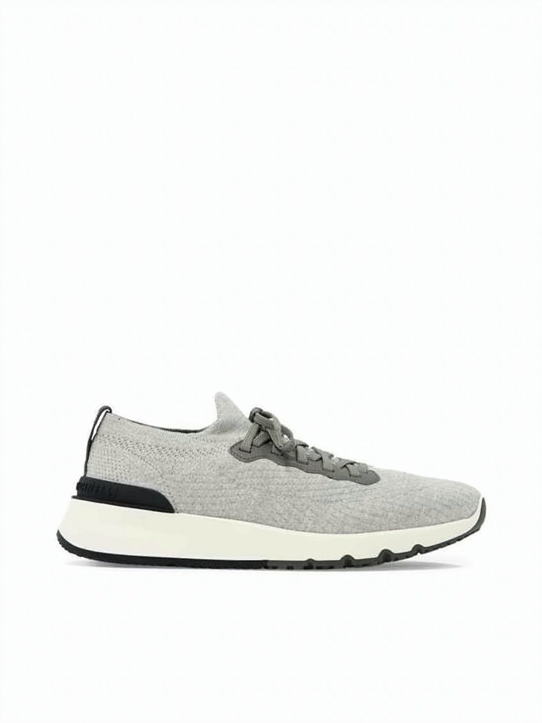 Low-Profile Knitted Fabric Sneakers with Textured Rubber Outsole