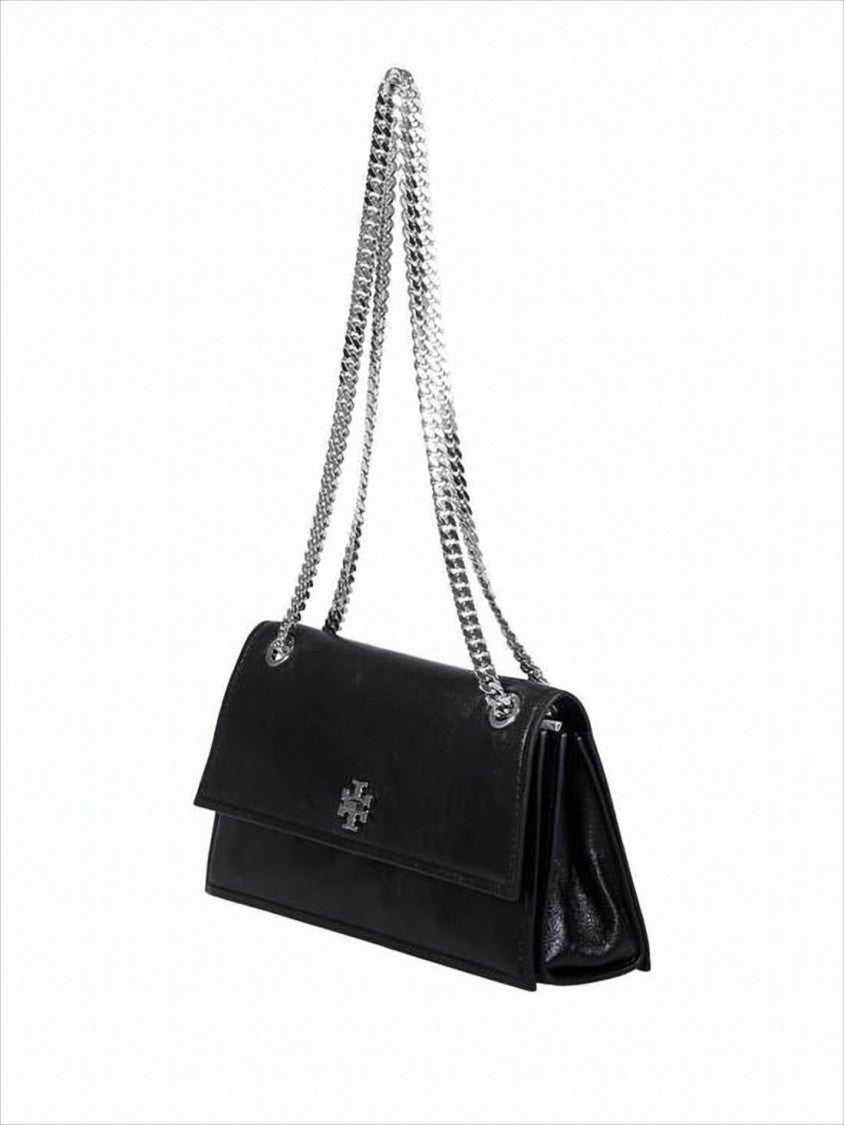 Rectangular Lambskin Leather Shoulder Bag with Metallic Logo