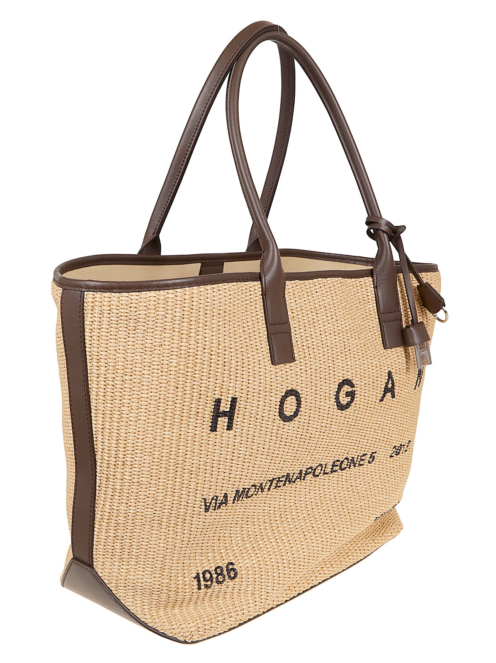 Spacious Shopper Bag with Calfskin Accents