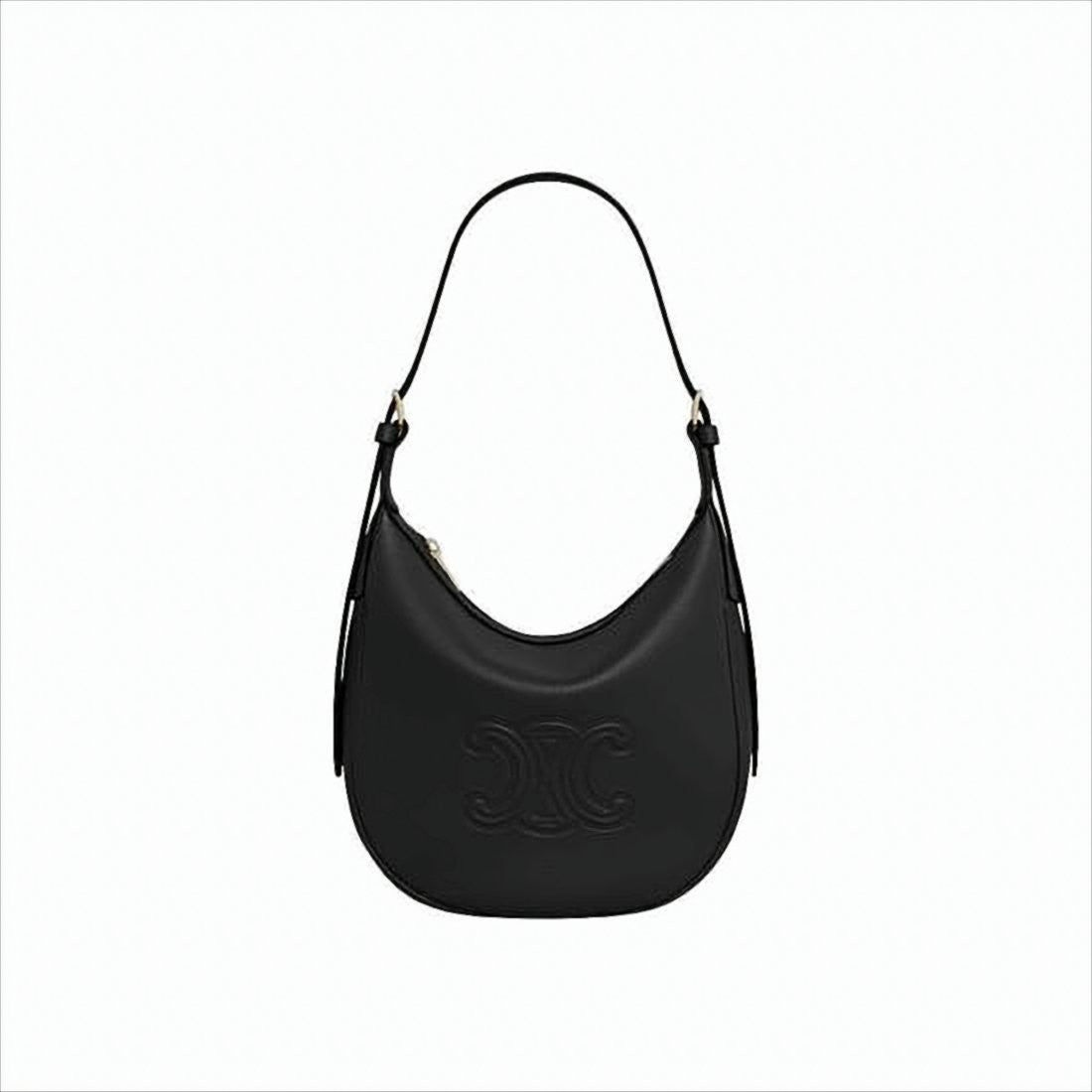 Crescent-Shaped Smooth Calf Leather Shoulder Bag