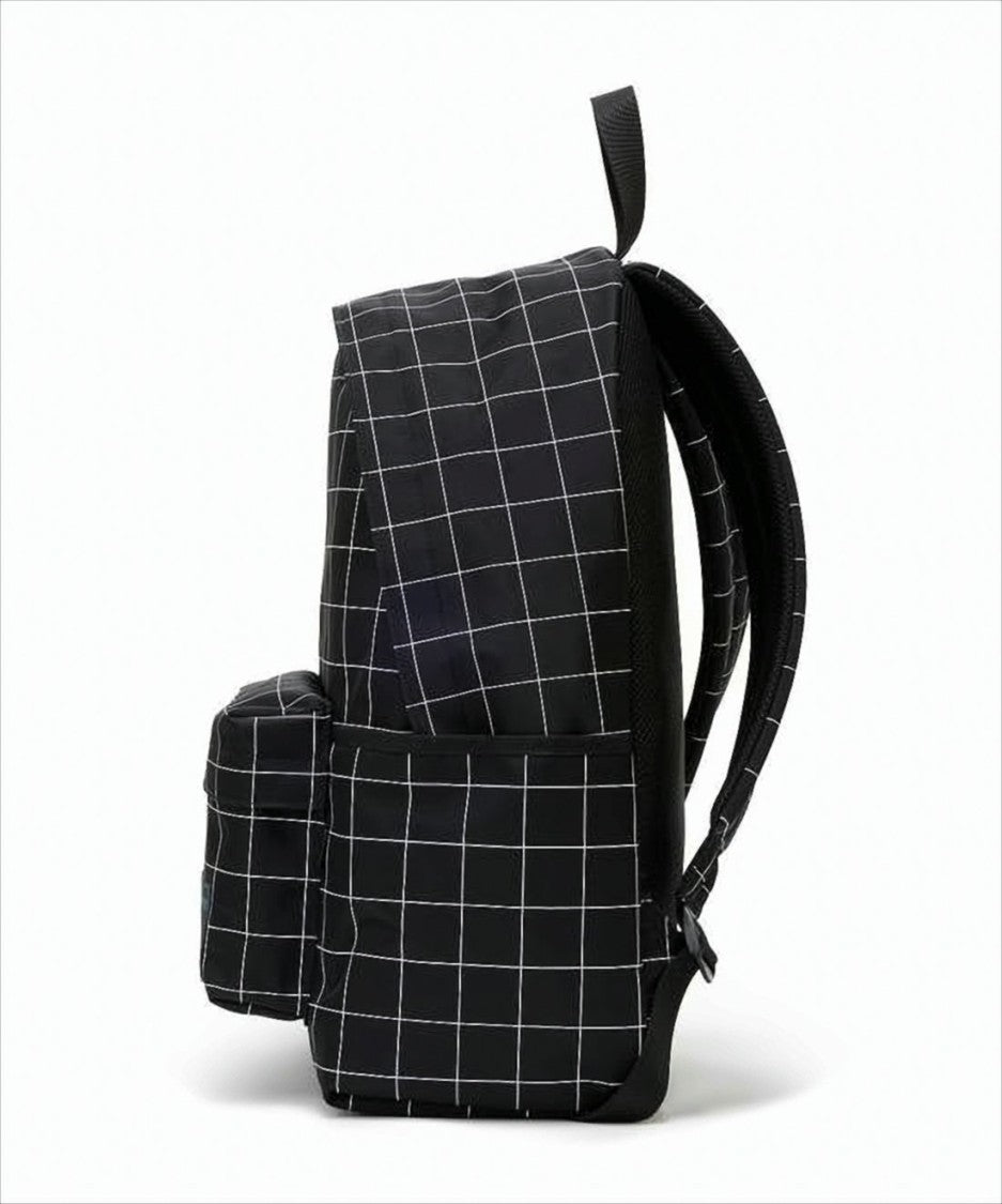 Grid-Pattern Nylon Backpack With Padded Straps