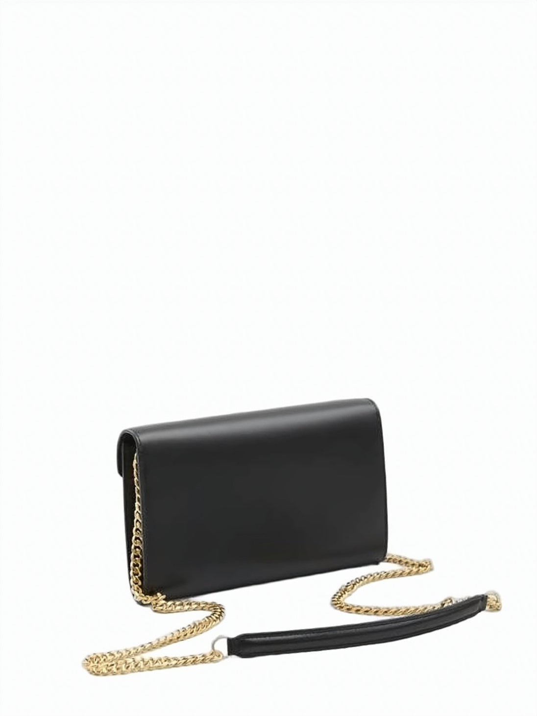 Rectangular Black Crossbody Bag with Gold-tone Clasp and Chain Strap