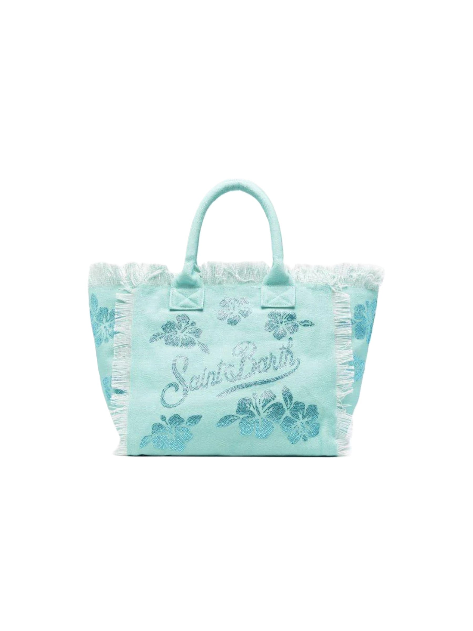Spacious Floral-Patterned Tote Bag with Fringed Edges