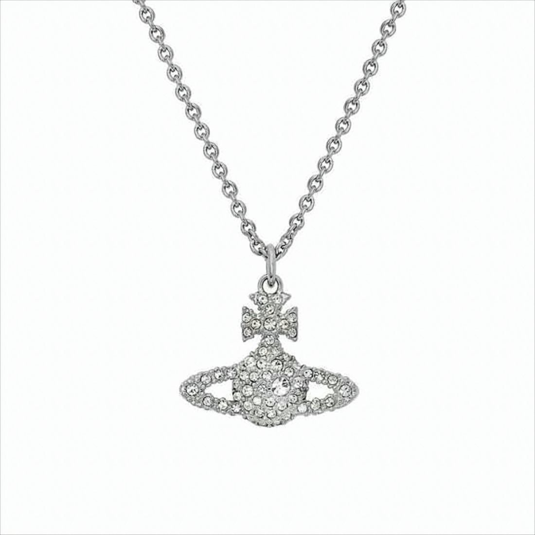 Silver Pendant Necklace with Orb and Cross Design