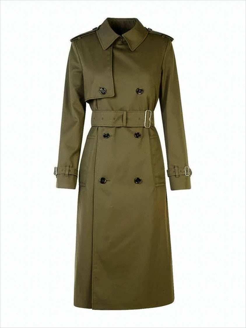 Classic Double-Breasted Trench Coat With Structured Fit
