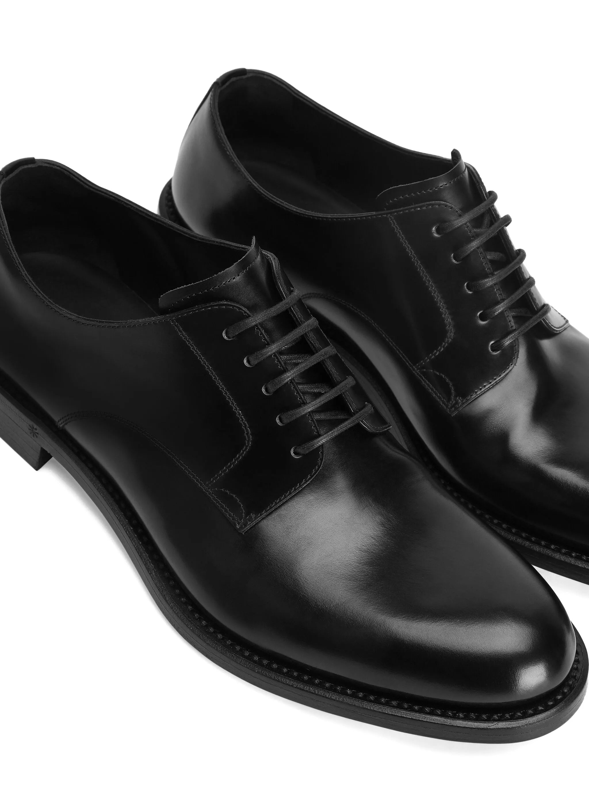 Sleek Black Polished Leather Derby Shoes